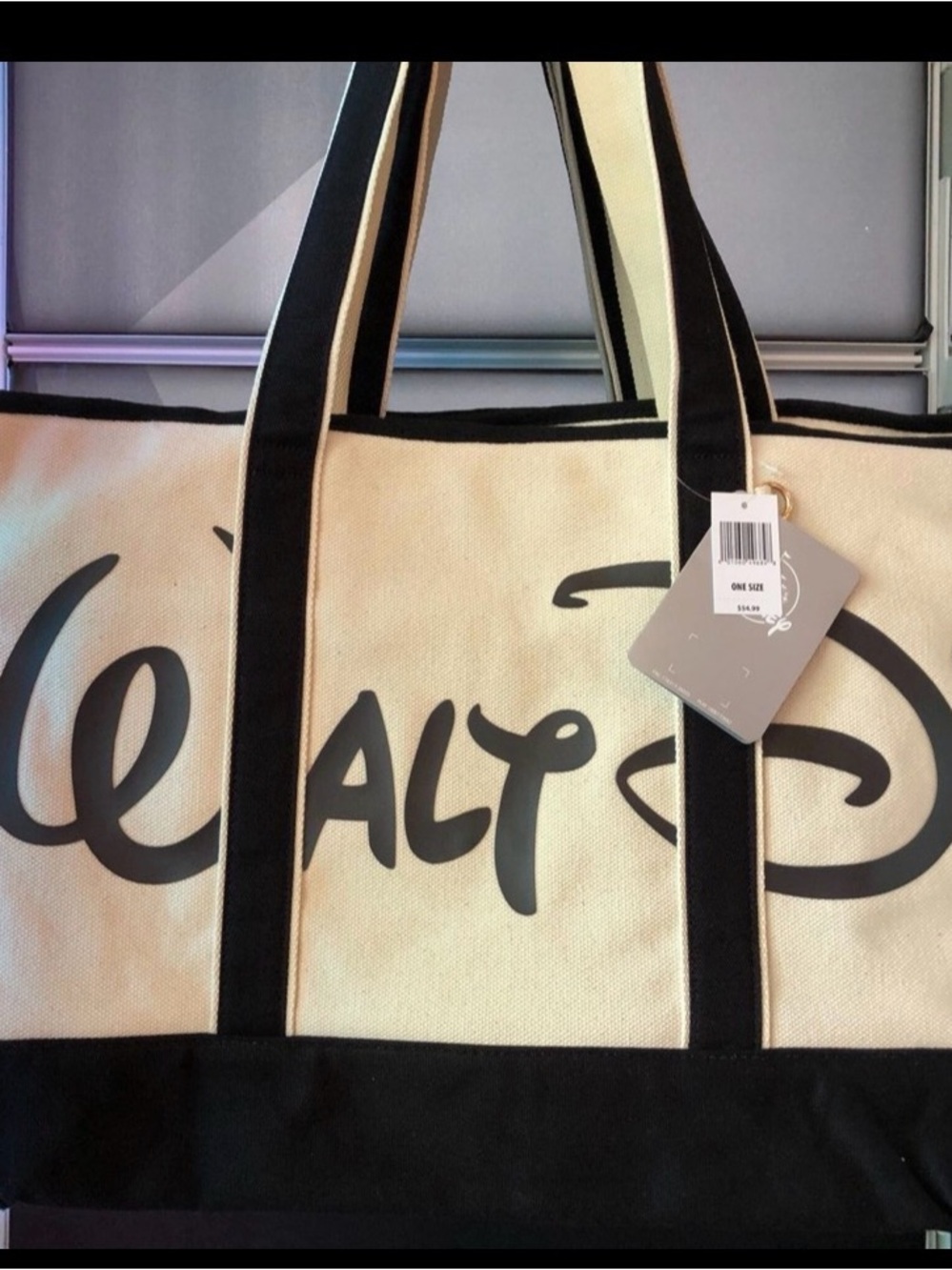 Disney after dark Canvas Tote Bag in Black and Cream
